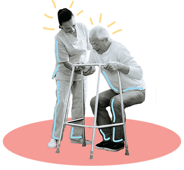 Support worker assisting older person