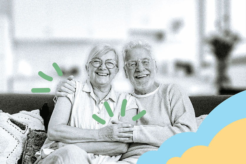 Older couple sitting together at home